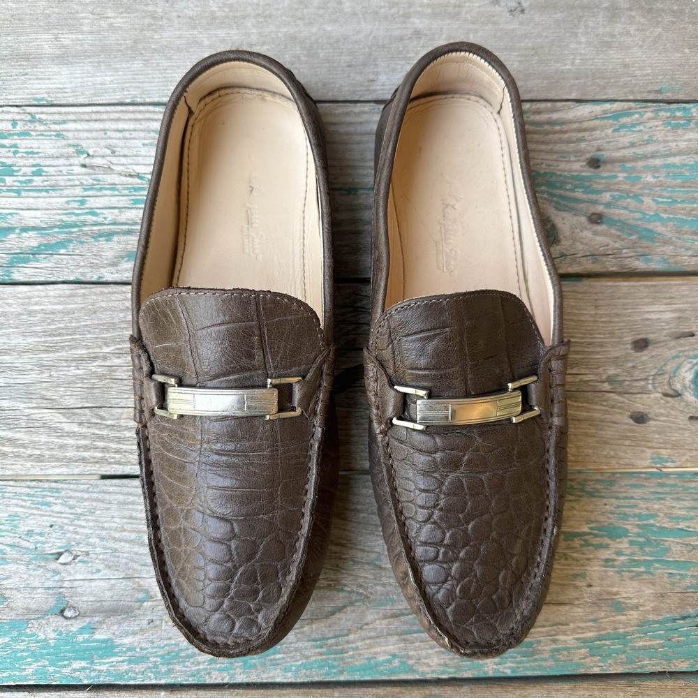 Kangaroos Shoes Driving Loafers Men's Size 7.5 US Croc Embossed Leather Horsebit